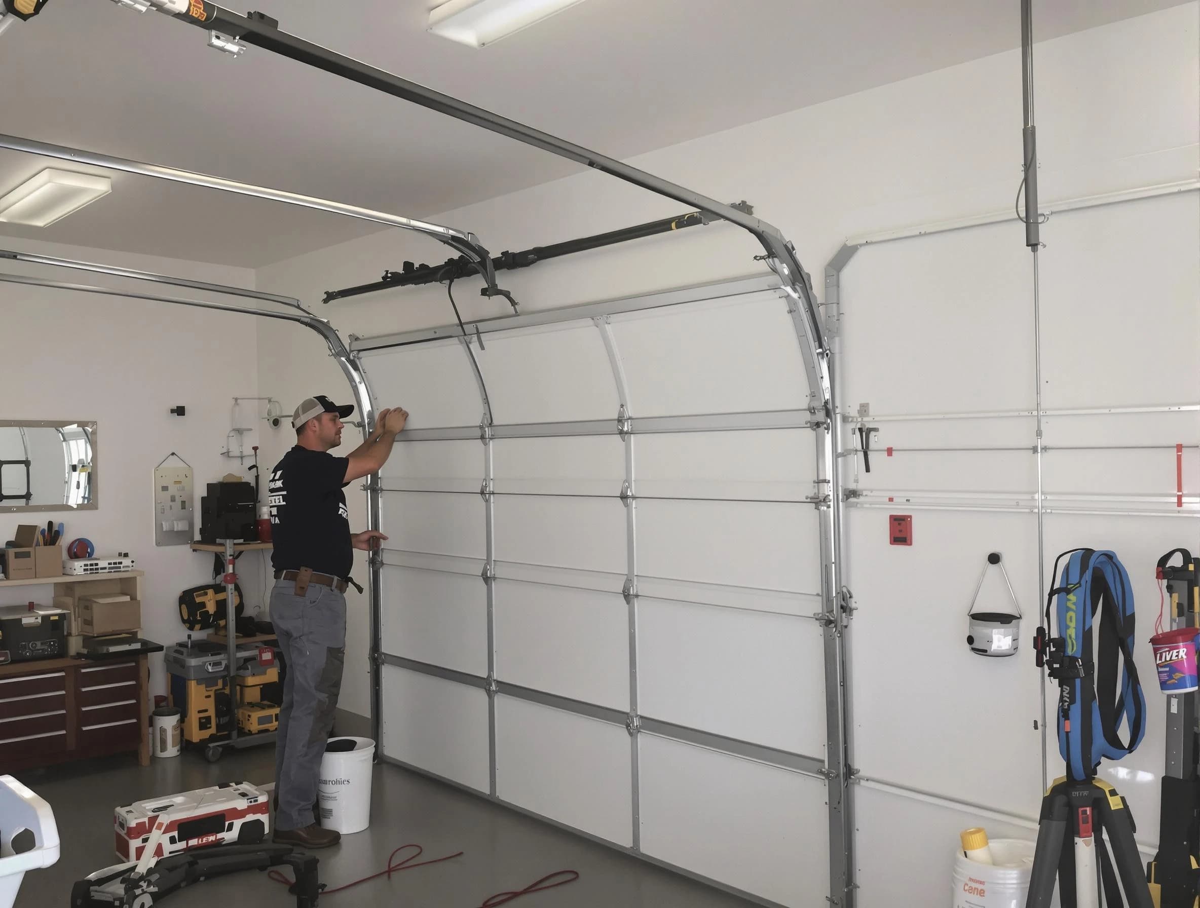 Salem Garage Door Repair team installing new garage door in Salem