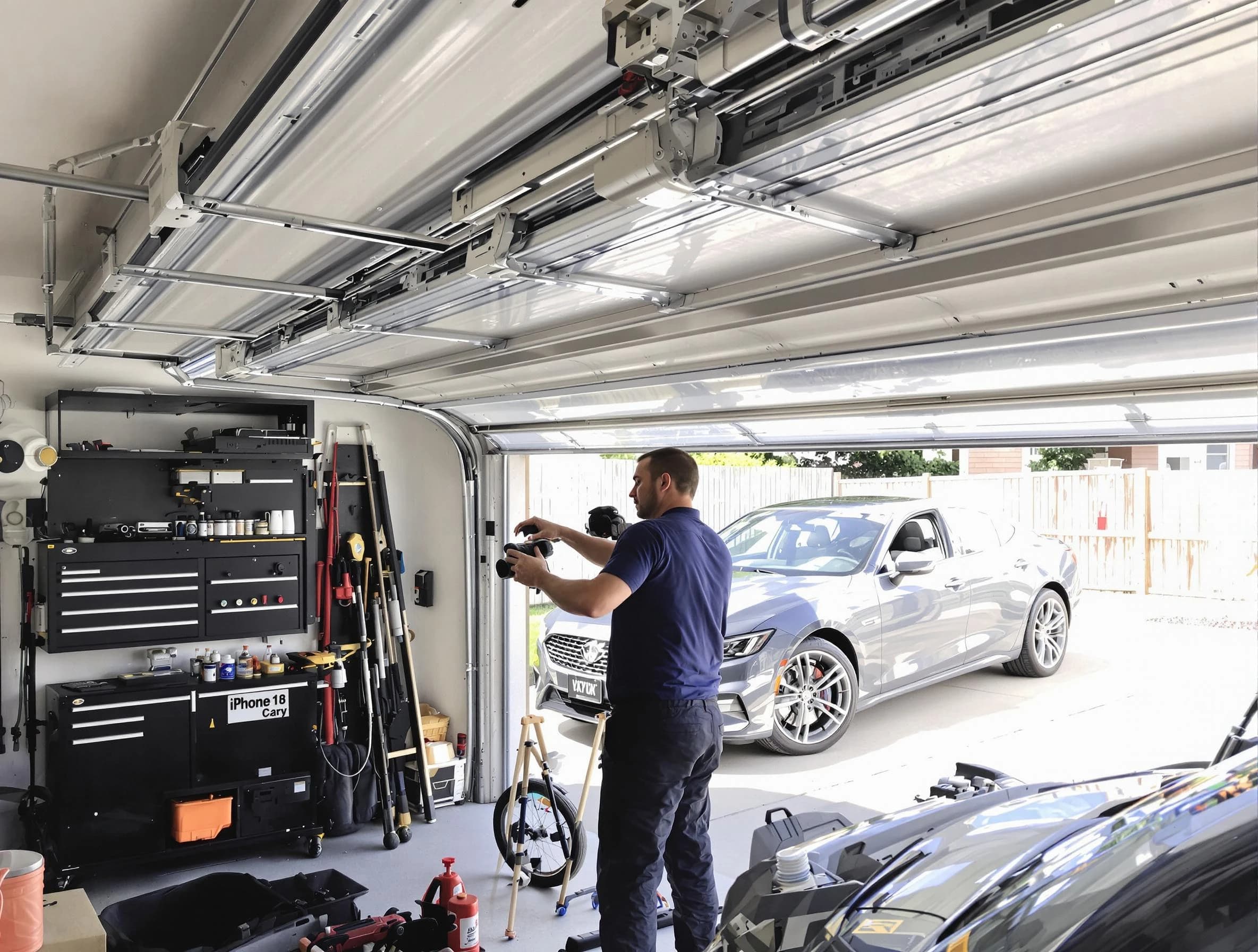 Salem Garage Door Repair technician fixing noisy garage door in Salem
