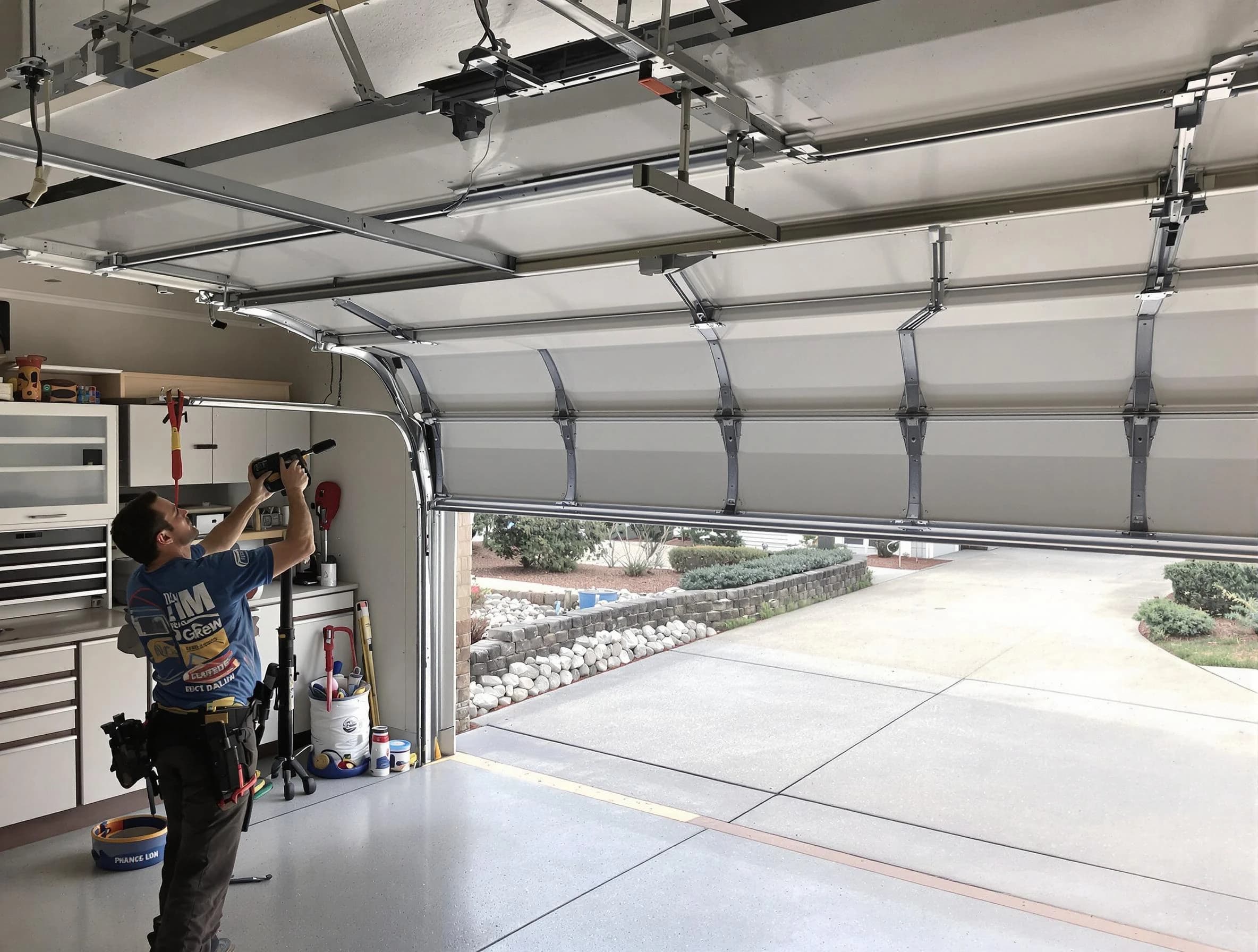 Garage door track repair service by Salem Garage Door Repair in Salem
